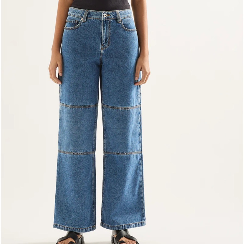 OUTLAND DENIM BIANCA MID WIDE LEG HEAN, MOMENT MID BLUE - W27 - L32